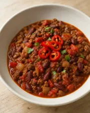 Chili con carne, photographie du plat